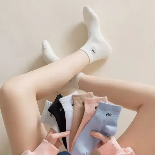 Women's Spring and Summer Thin Socks, Sweat-Absorbent, Breathable, Simple and Versatile Sports Socks, Student Socks, Zhuji Socks