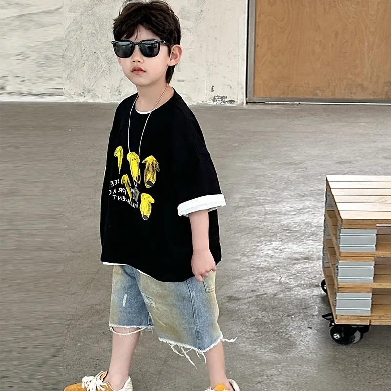 Boys Cotton T-Shirt Korean Style Summer Casual Top — feature 12