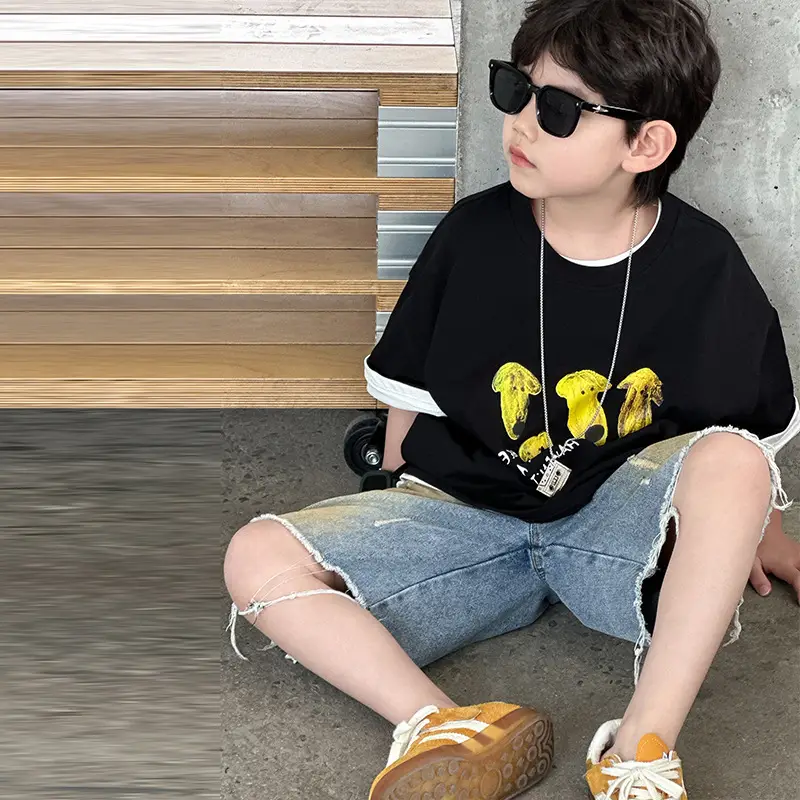 Boys Cotton T-Shirt Korean Style Summer Casual Top — feature 13