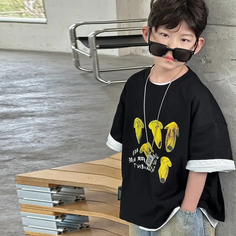 Boys Cotton T-Shirt Korean Style Summer Casual Top — feature 14
