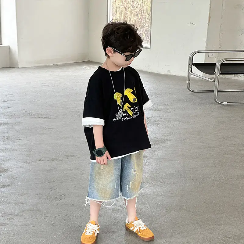 Boys Cotton T-Shirt Korean Style Summer Casual Top — feature 16