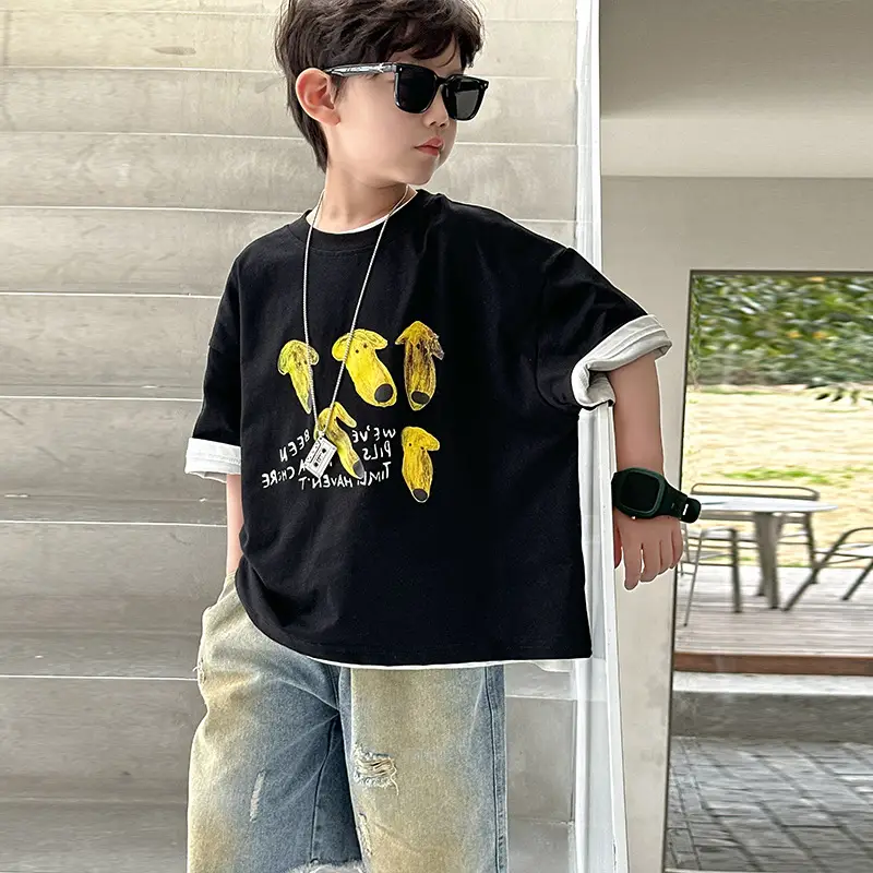 Boys Cotton T-Shirt Korean Style Summer Casual Top — feature 17