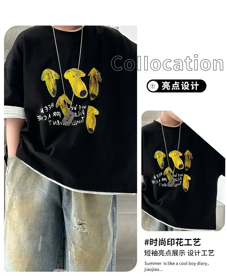 Boys Cotton T-Shirt Korean Style Summer Casual Top — feature 8
