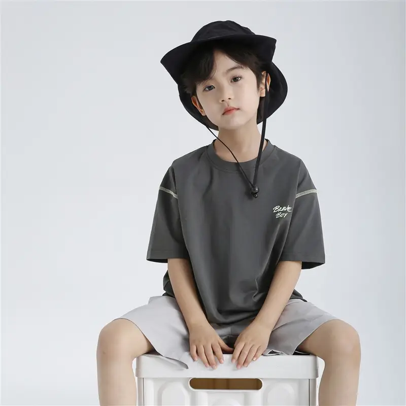 Haima Boys 2026 Cool Short Sleeve T-Shirt Beige - Image 2