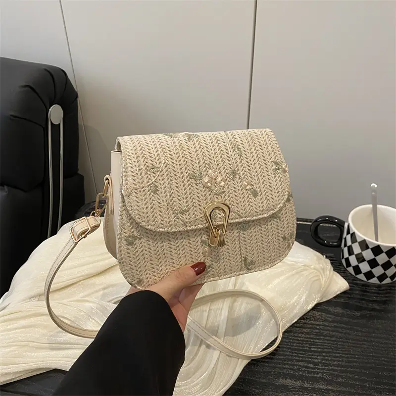 Korean Style Straw Latch Bag for Women - Image 3