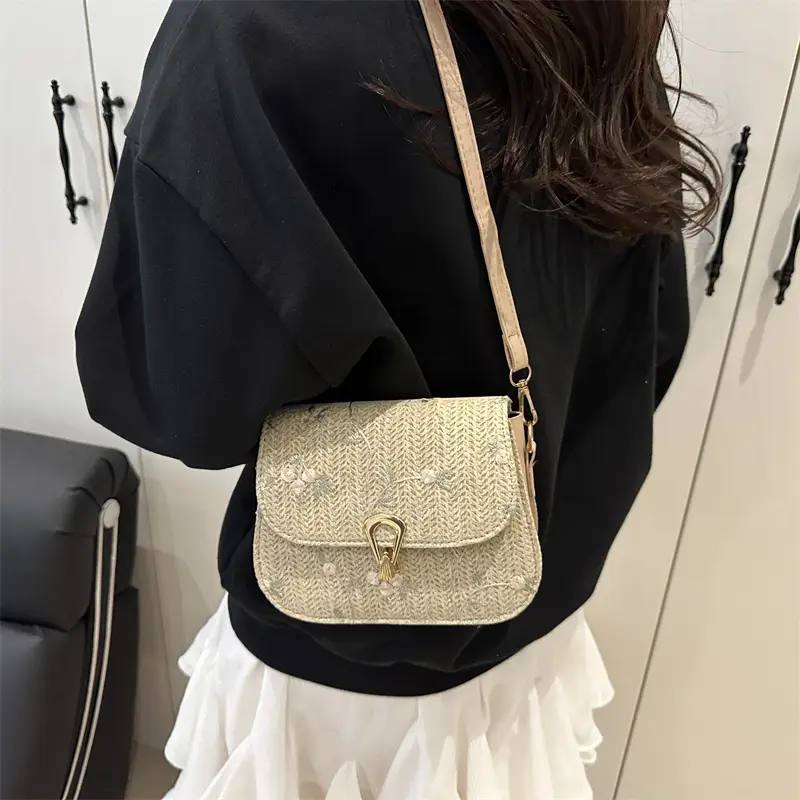 Korean Style Straw Latch Bag for Women - Image 5