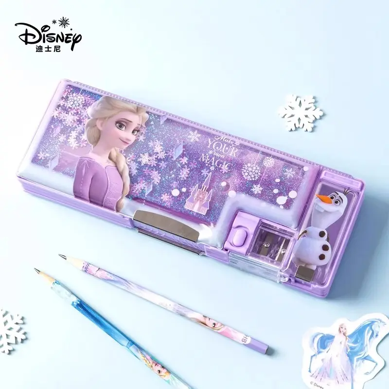 Frozen quicksand pencil case multi-functional primary school children kindergarten cartoon pencil case double-layer large capacity Aisha — feature 1