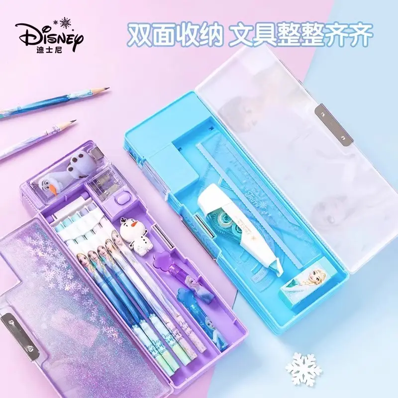 Frozen quicksand pencil case multi-functional primary school children kindergarten cartoon pencil case double-layer large capacity Aisha — feature 2