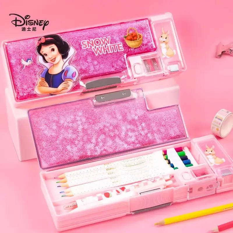 Frozen quicksand pencil case multi-functional primary school children kindergarten cartoon pencil case double-layer large capacity Aisha