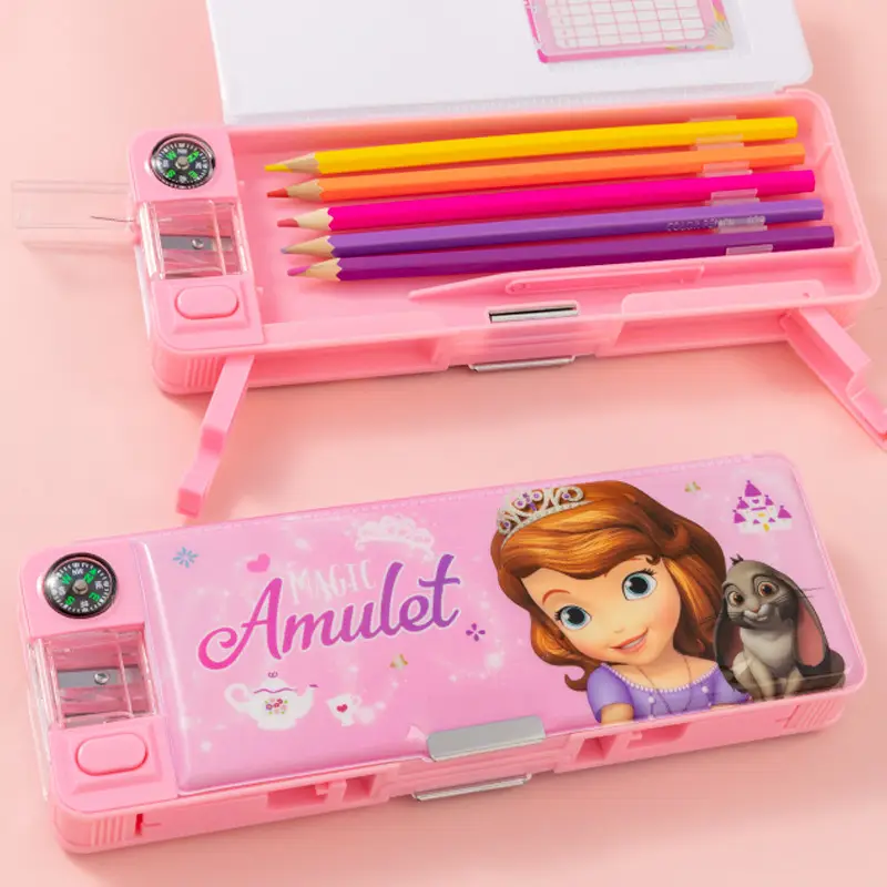 Frozen quicksand pencil case multi-functional primary school children kindergarten cartoon pencil case double-layer large capacity Aisha