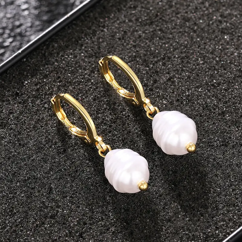 Faux Pearl Earrings for Women Gold Plated Daily Wear - Image 3