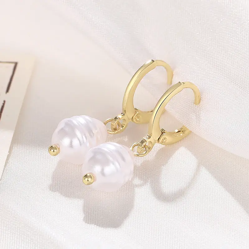 Faux Pearl Earrings for Women Gold Plated Daily Wear - Image 4