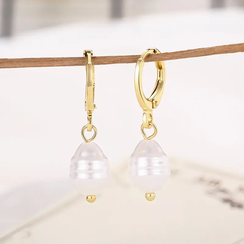 Faux Pearl Earrings for Women Gold Plated Daily Wear — feature 8