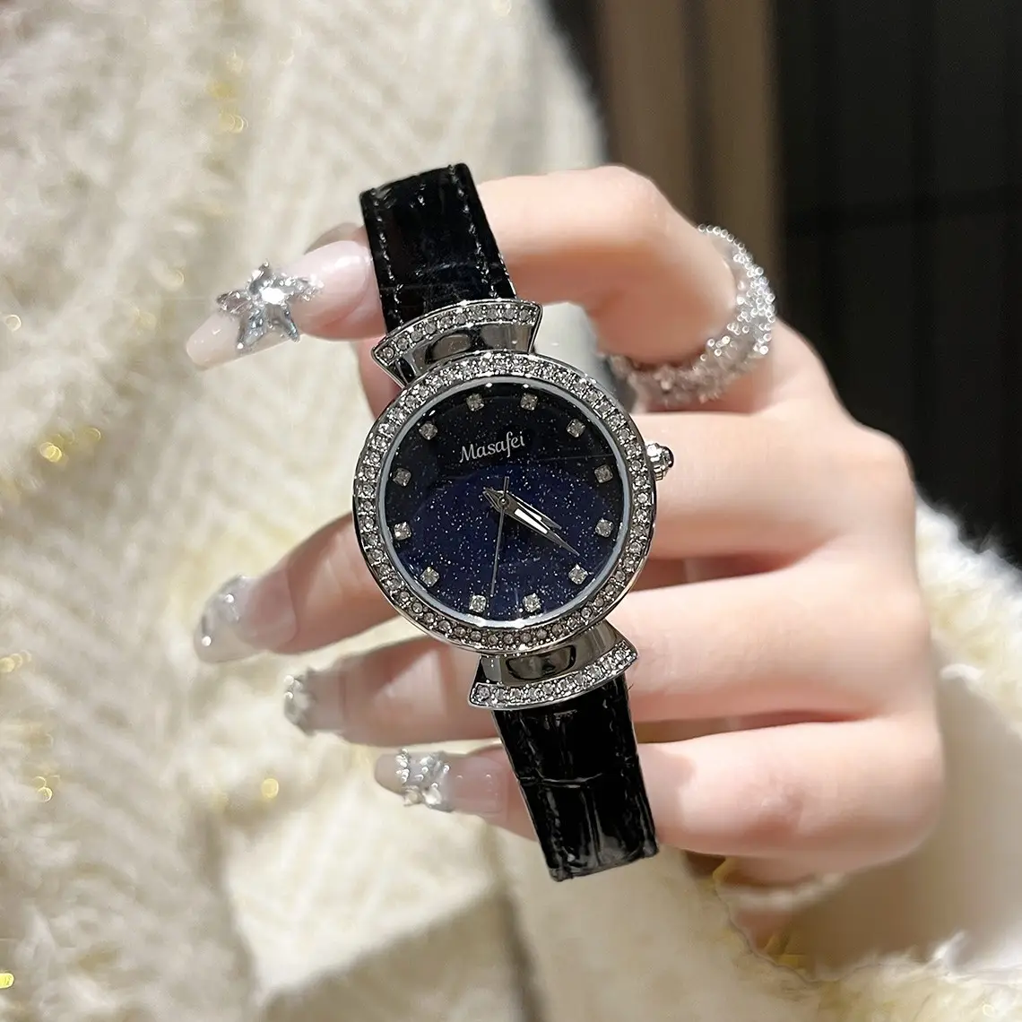 Lady's Watch Blue Crystal Water Resistant - Image 2