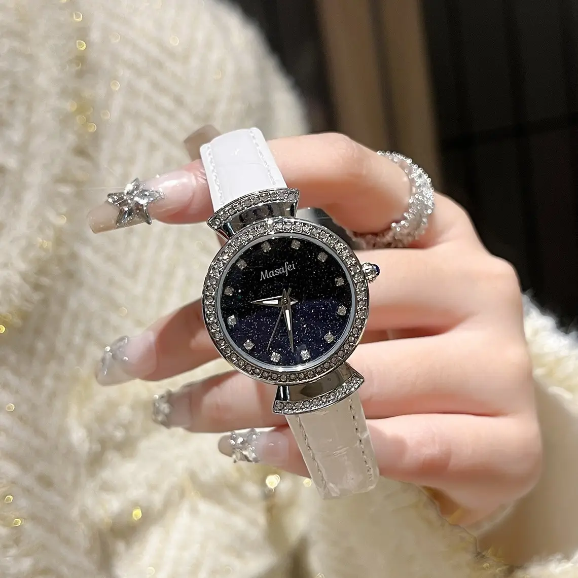 Lady's Watch Blue Crystal Water Resistant - Image 3