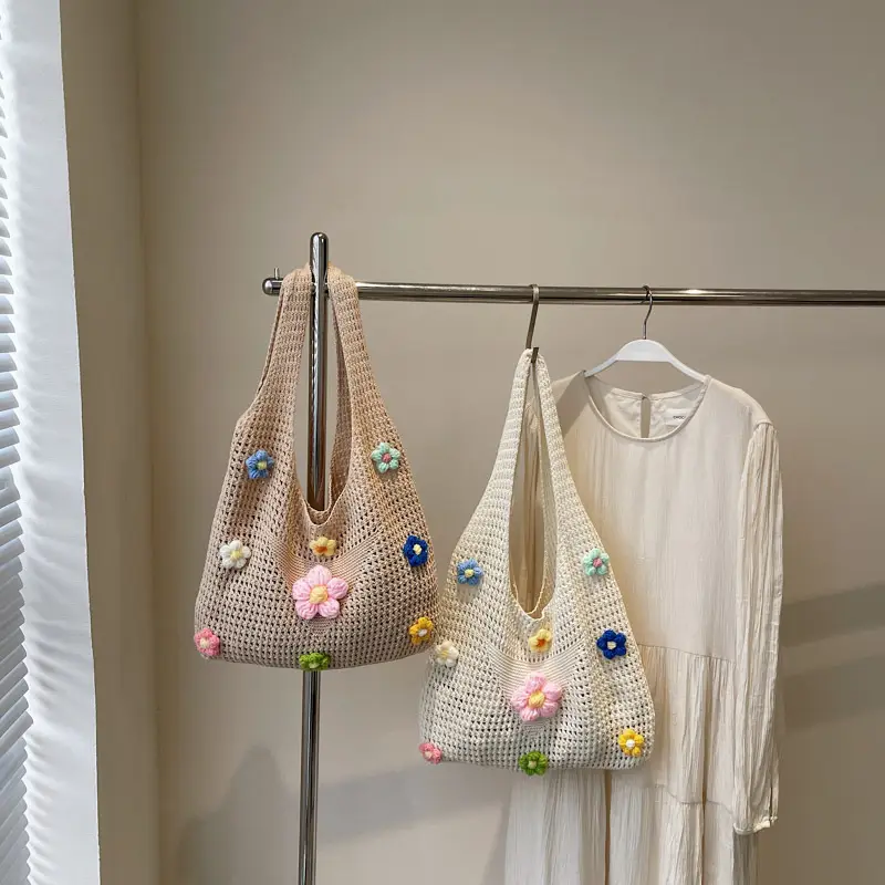 Women's Knitted Flower Shoulder Crossbody Bag - Image 6