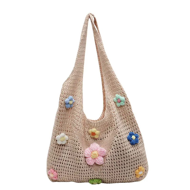 Women's Knitted Flower Shoulder Crossbody Bag - Image 7