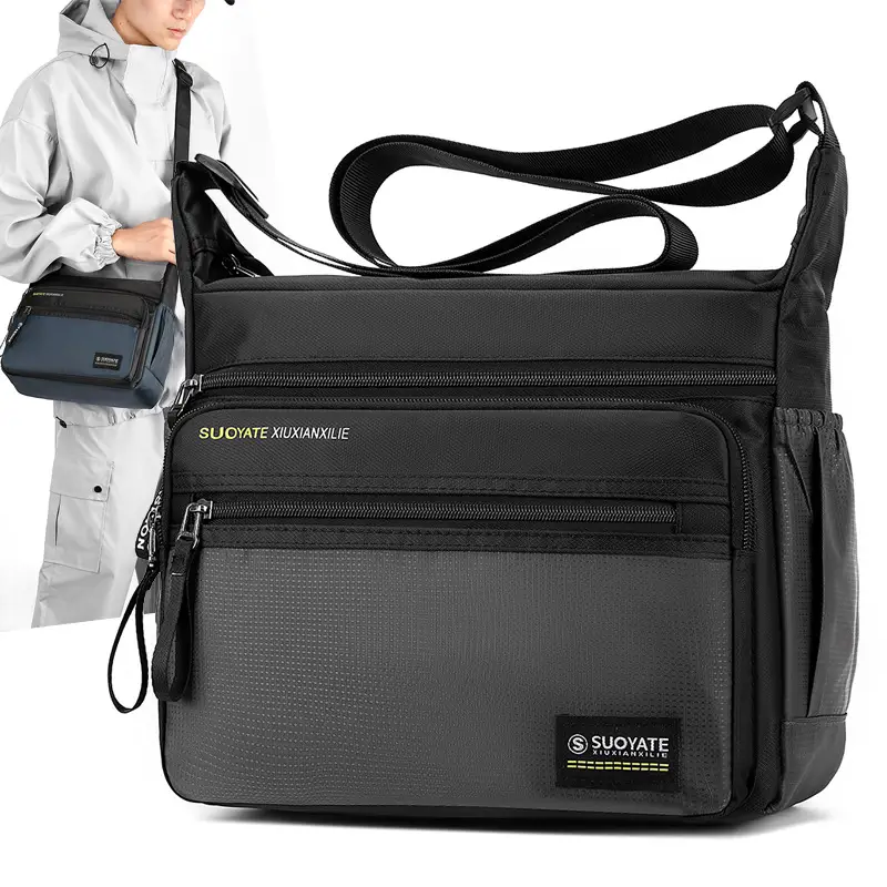 Men's Oxford Cloth Business Shoulder Bag Large Capacity Green - Image 5