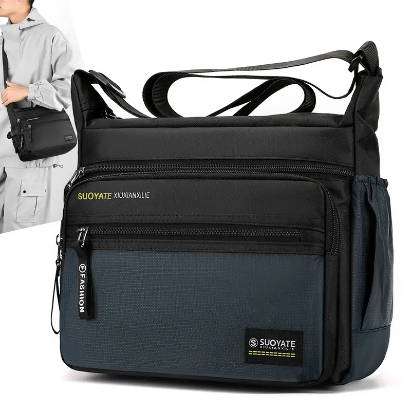 Men's Oxford Cloth Business Shoulder Bag Large Capacity Green - Image 6