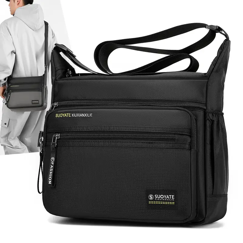 Men's Oxford Cloth Business Shoulder Bag Large Capacity Green - Image 7
