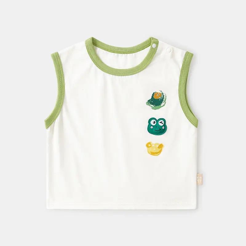 Kaka Panda Kids Sleeveless T-Shirt White Cat Print - Image 19