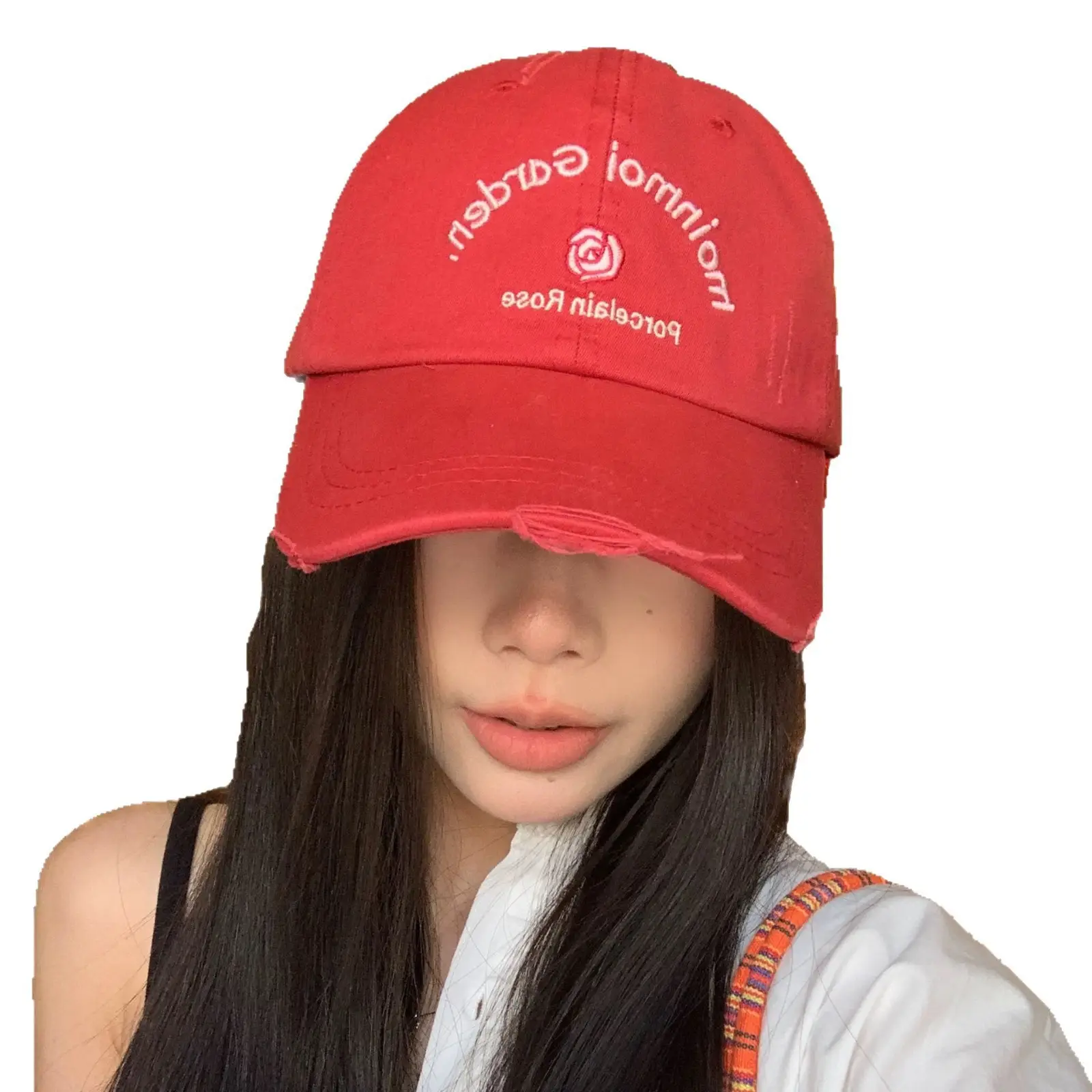 Korean Rose Letter Baseball Cap Women Black