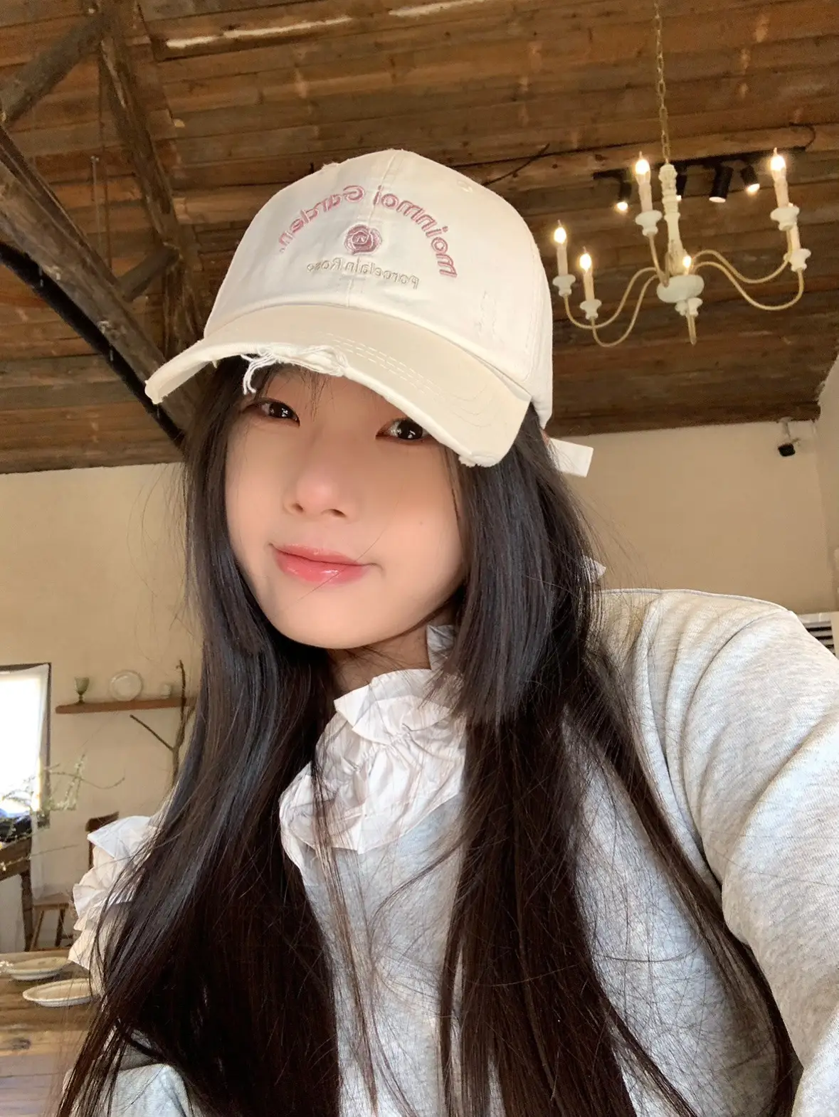 Korean Rose Letter Baseball Cap Women Black — feature 18