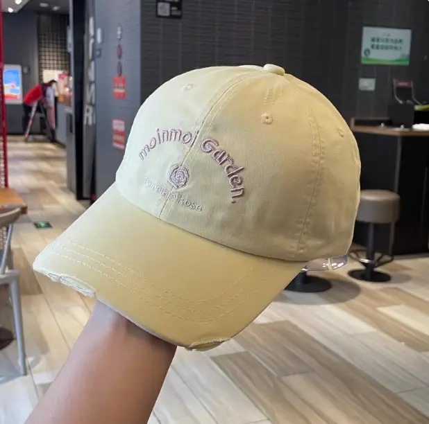 Korean Rose Letter Baseball Cap Women Black