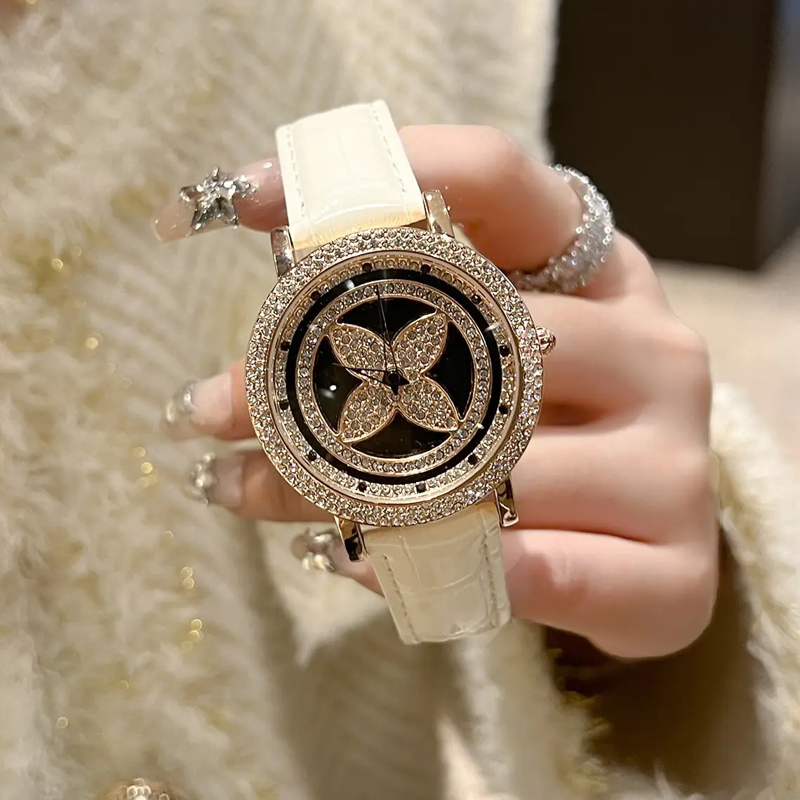 Luxury 4-Lever Watch for Women with Crystal Band - Image 5