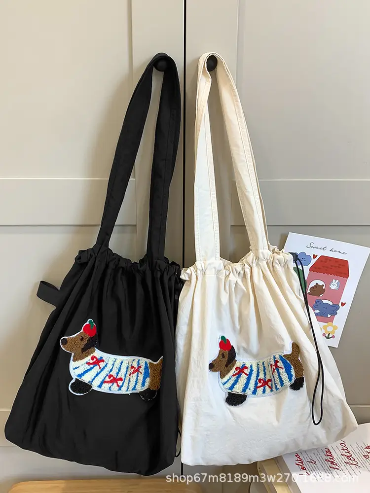 Women Canvas Shoulder Bag Black White 2025 Spring - Image 7