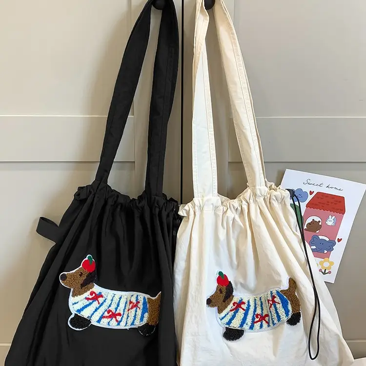 Women Canvas Shoulder Bag Black White 2025 Spring — feature 23