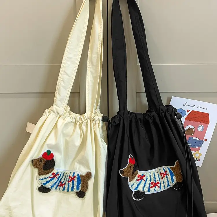Women Canvas Shoulder Bag Black White 2025 Spring — feature 25