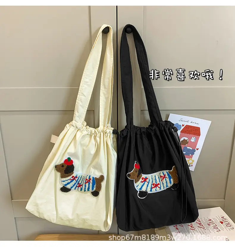 Women Canvas Shoulder Bag Black White 2025 Spring — feature 31