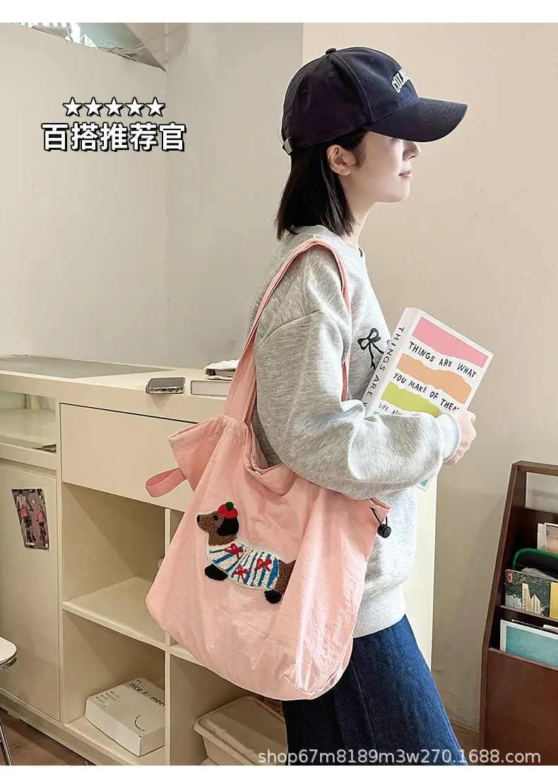 Women Canvas Shoulder Bag Black White 2025 Spring — feature 33