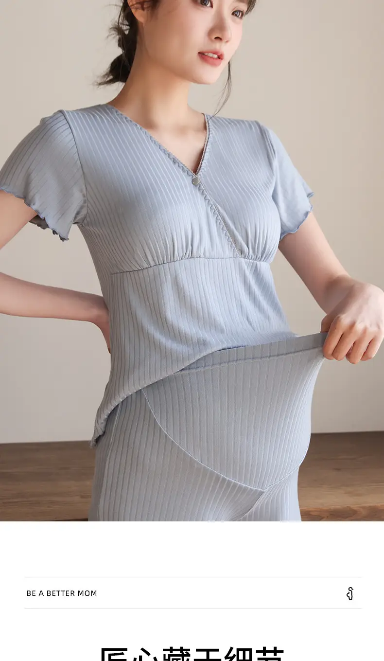 Grey Soft Sleep Top with Chest Pad for Pregnant Women — feature 11