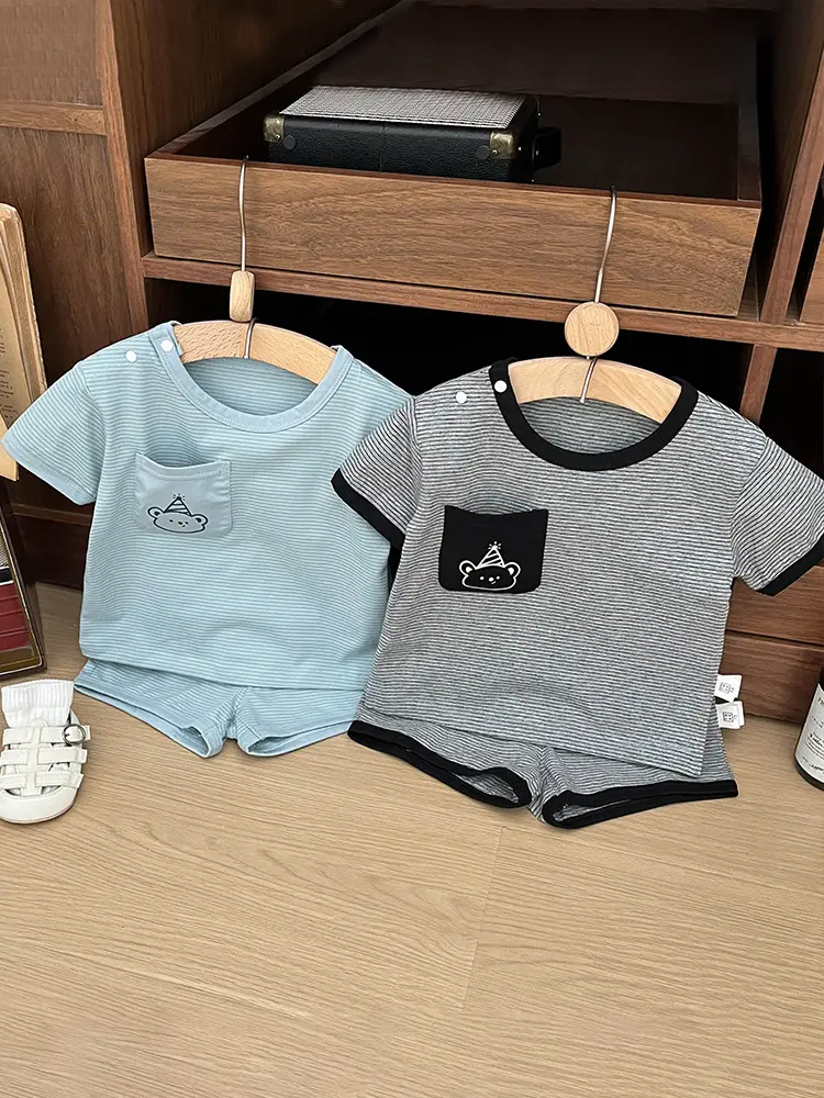 Kids Gray T-Shirt Shorts Set for Boys Summer 2025