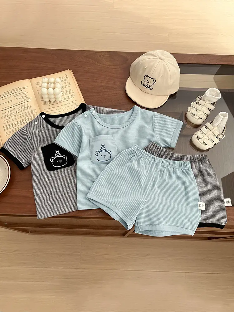 Kids Gray T-Shirt Shorts Set for Boys Summer 2025