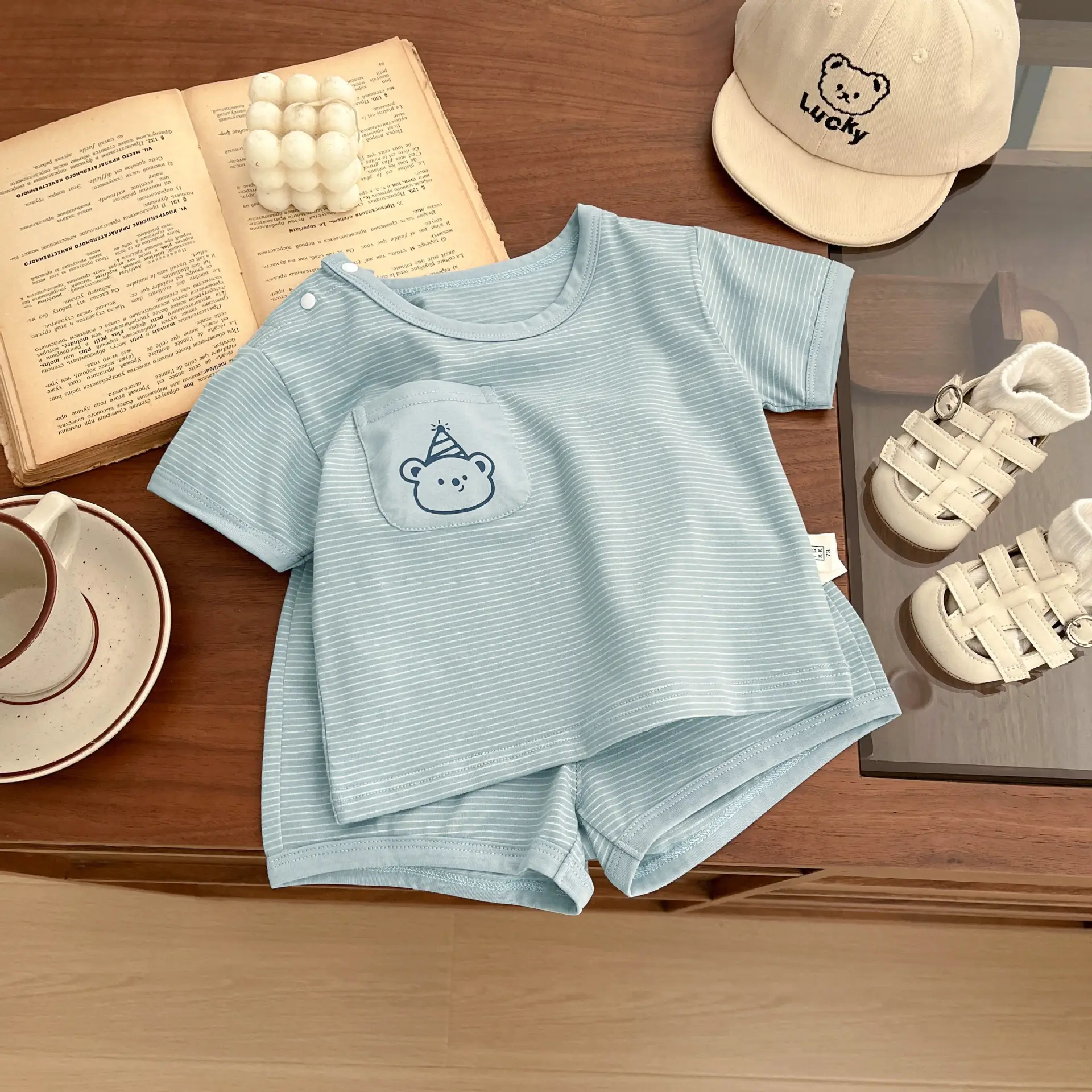 Kids Gray T-Shirt Shorts Set for Boys Summer 2025