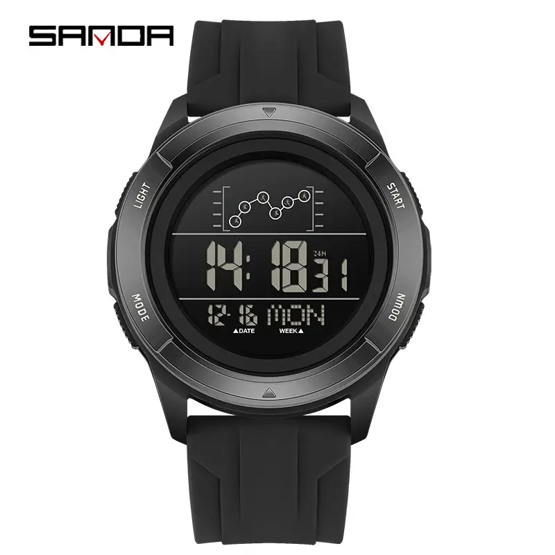Sanda Black Digital Men's Wrist Watch 15:53 - Image 2