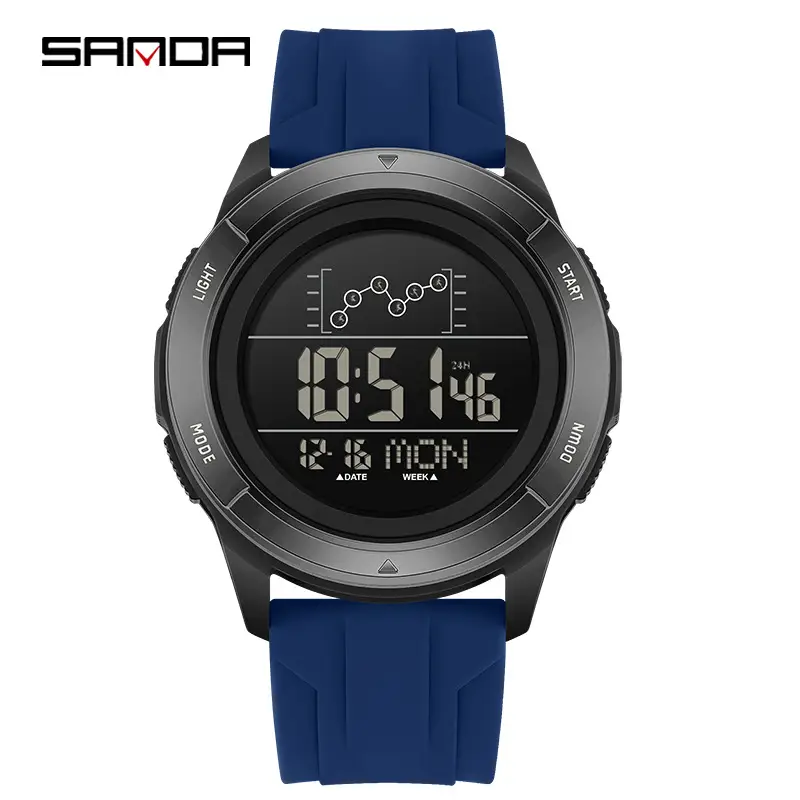 Sanda Black Digital Men's Wrist Watch 15:53 - Image 3