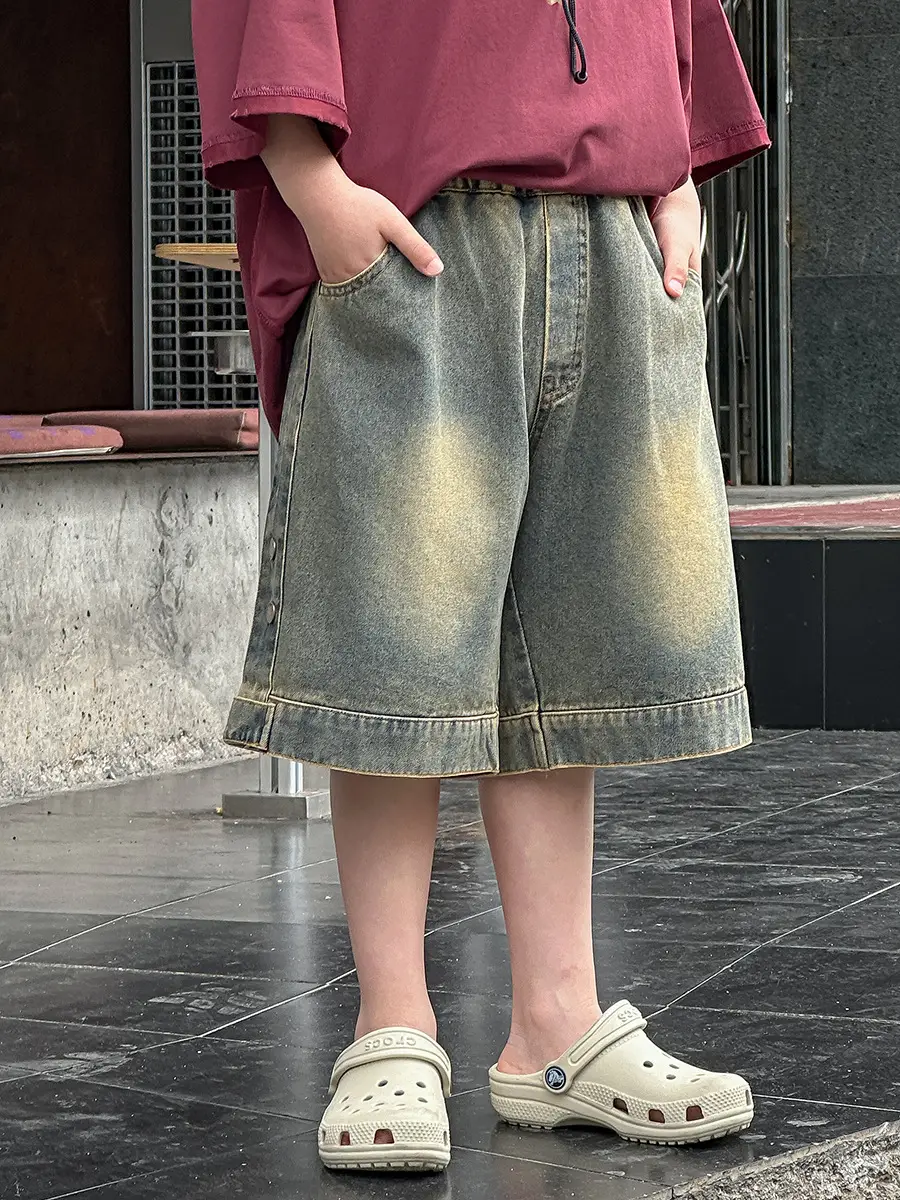 Boys Printed T-Shirt Shorts Set Maroon Denim 2025 — feature 10