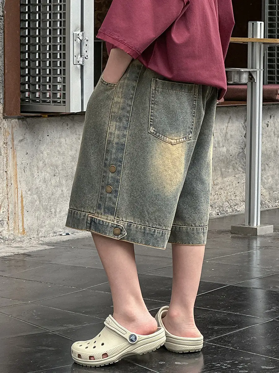 Boys Printed T-Shirt Shorts Set Maroon Denim 2025 — feature 14