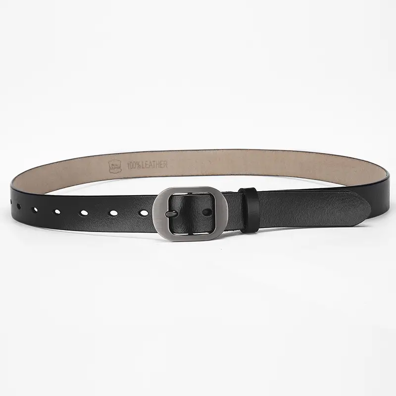 Women's Retro Leather Belt with Silver Buckle - Image 10