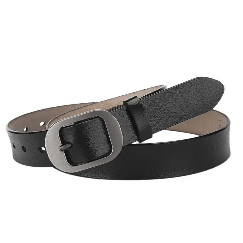 Women's Retro Leather Belt with Silver Buckle - Image 11