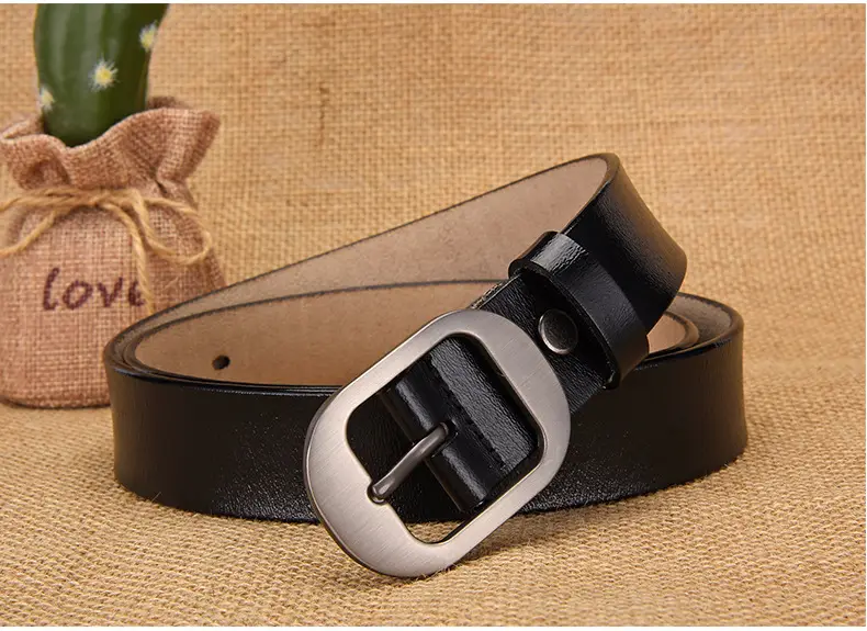 Women's Retro Leather Belt with Silver Buckle — feature 14