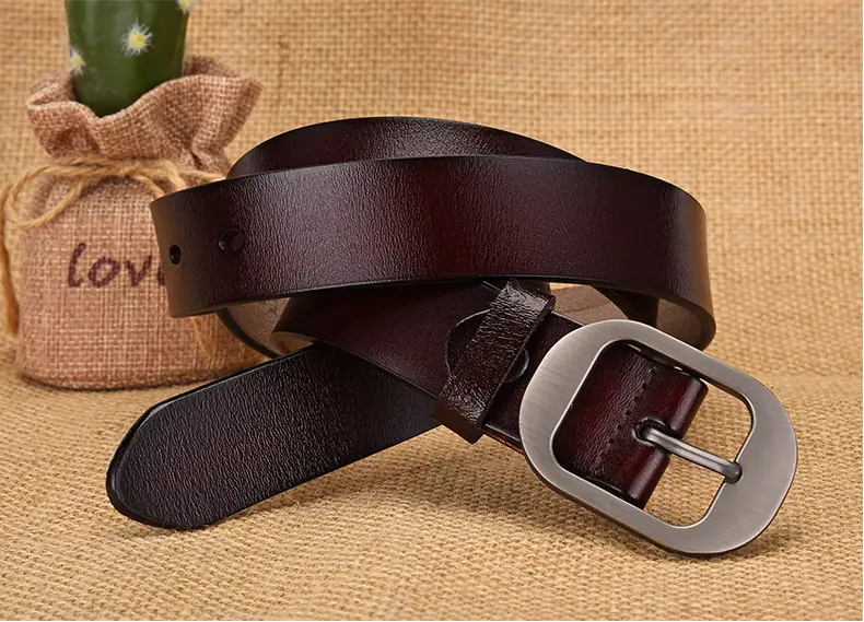 Women's Retro Leather Belt with Silver Buckle — feature 15