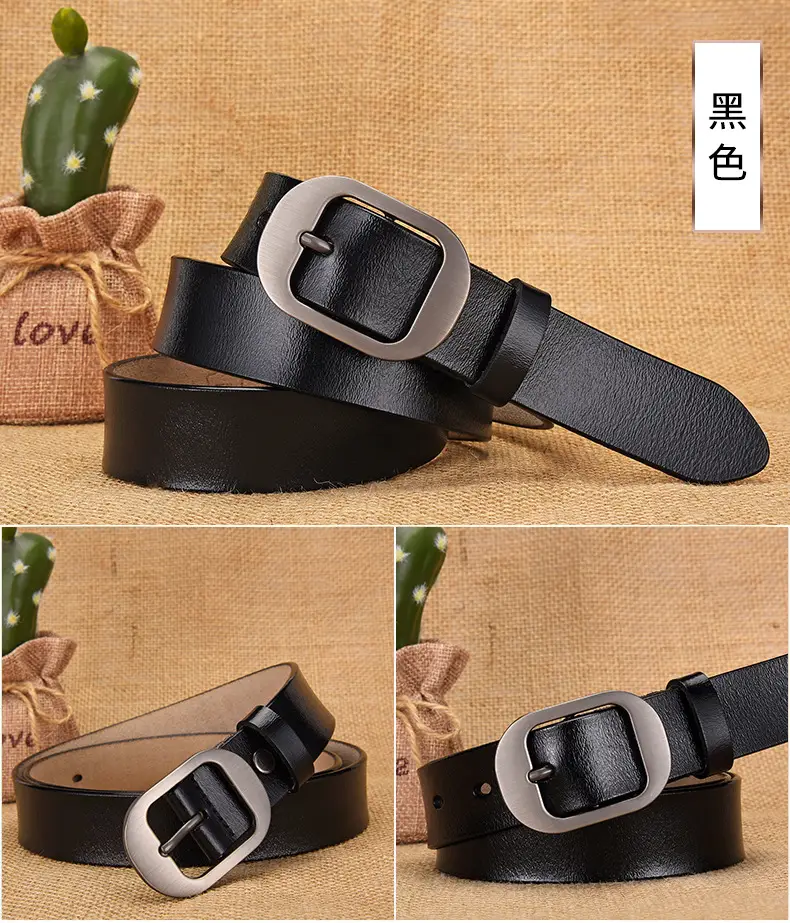 Women's Retro Leather Belt with Silver Buckle — feature 17