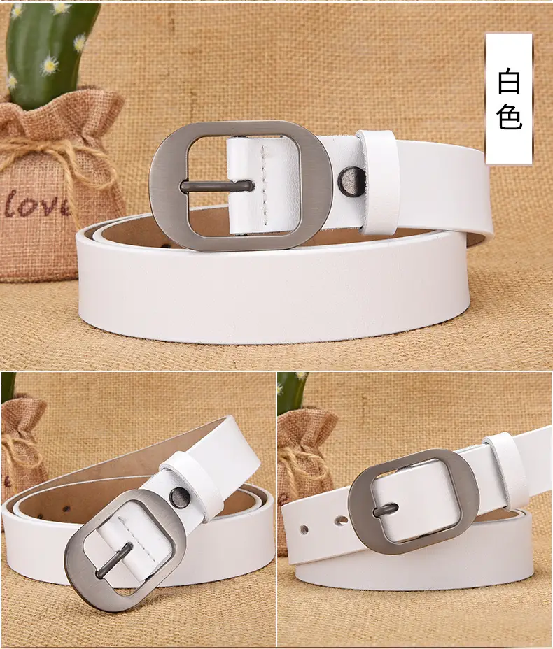 Women's Retro Leather Belt with Silver Buckle — feature 22