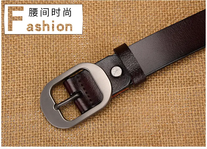 Women's Retro Leather Belt with Silver Buckle — feature 7