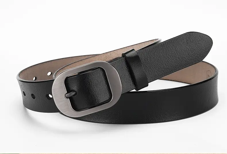 Women's Retro Leather Belt with Silver Buckle — feature 9